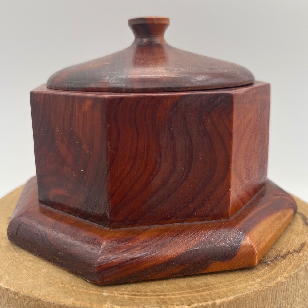 Vtg Cañon City Colorado Prison Folk Art Hexagonal Wooden Box Mid century Inmate